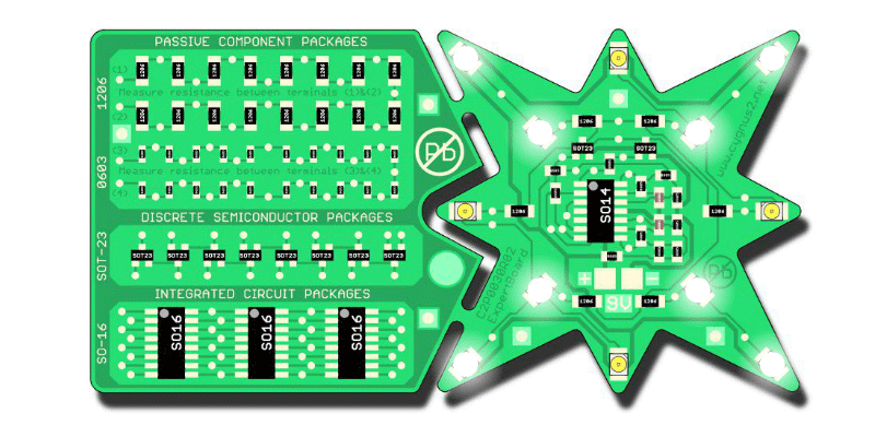 ExpertBoard: SMD electronic kit with a light effect - flickering star with 12 LEDs